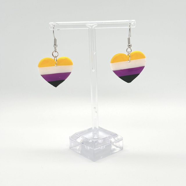 LGBT+ Non-Binary Heart Earrings