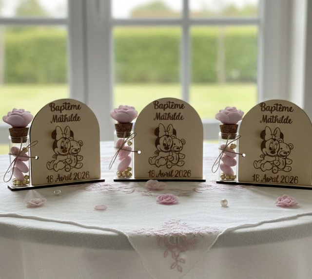 Support & Fiole à dragées thème Minnie