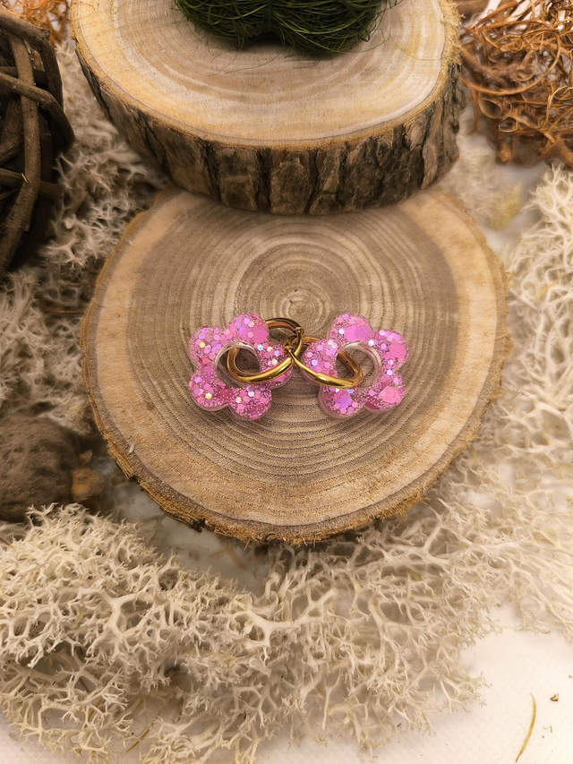 Pampilles interchangeables rose pailletté holographique 