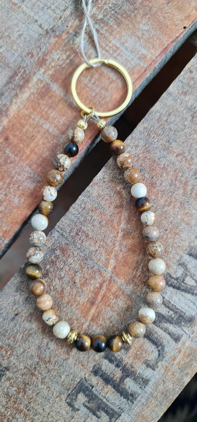 Porte clé jaspe paysage oeil de tigre