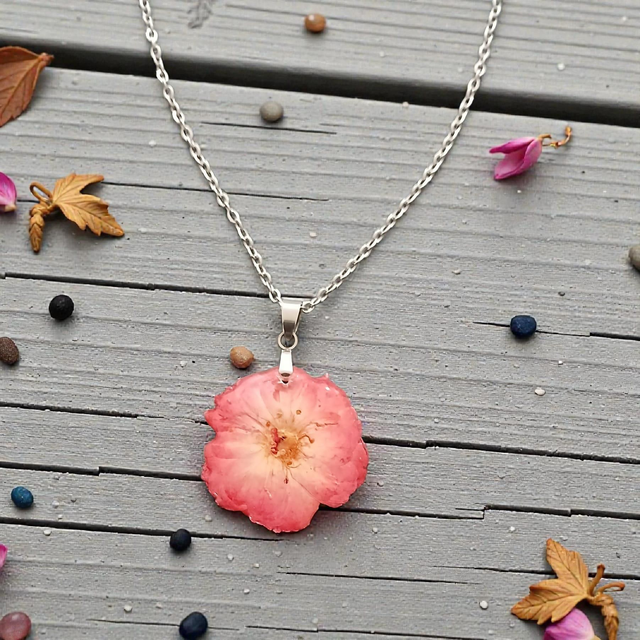 Colgante de flor rosa china 002