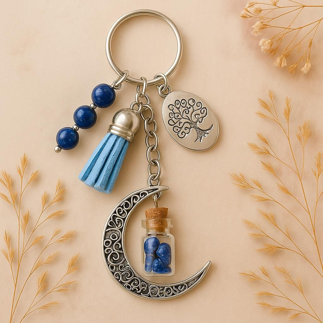Porte-clé Fiole à Souhait Lapis-lazuli 