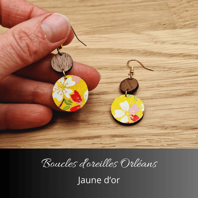 Boucles d'oreilles Orléans - Jaune et rouge