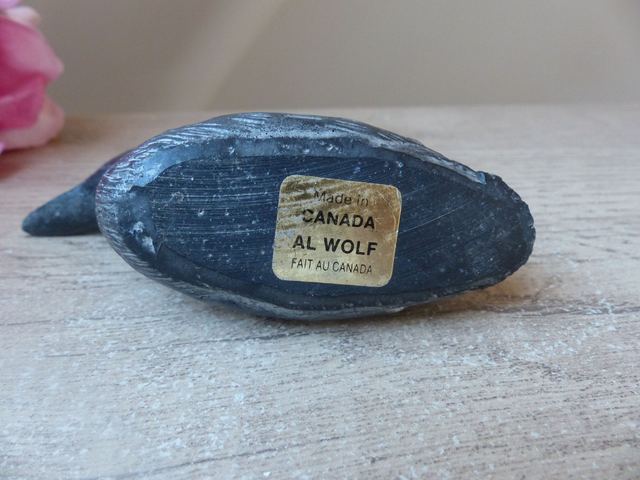 Figurine vintage canard sculpté en pierre de savon – Boma Canada – décoration artisanale – cadeau pour collectionneur oiseaux ou animaux