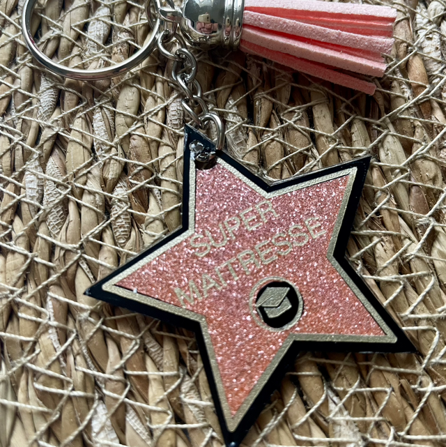 Porte clés maîtresse, maître, Atsem, nounou personnalisable 