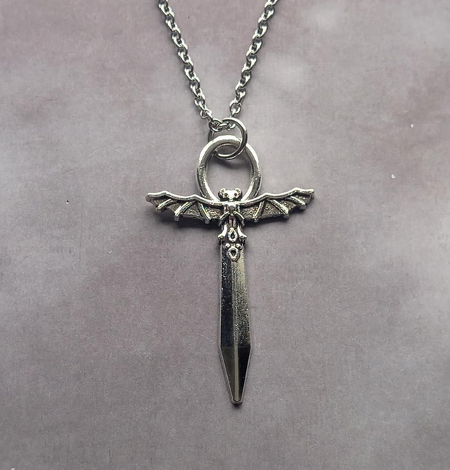 Bat Cross Necklace 