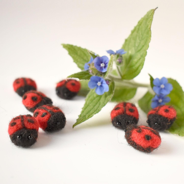 pair of ladybirds - needle felted sculpture