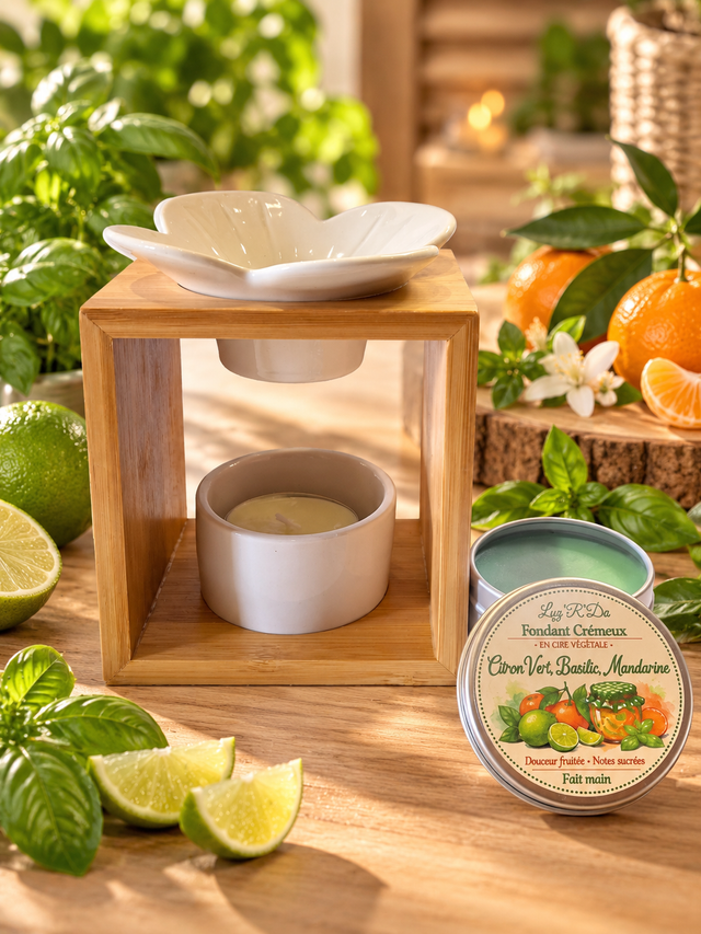 Fondant crémeux parfum "Citron vert, basilic, mandarine"