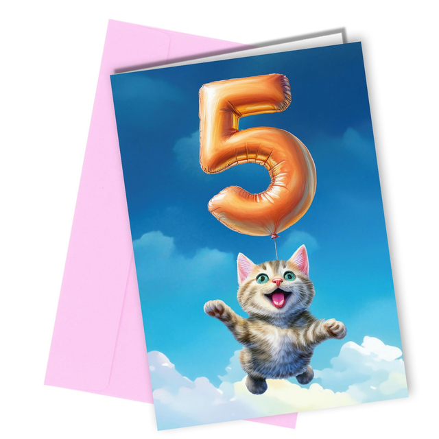 #1697 Kitten 5th | Cat Birthday Card 