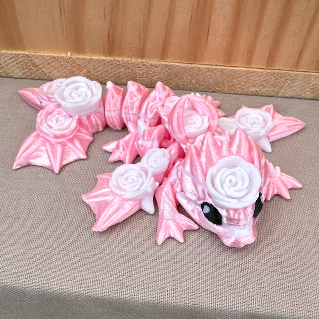 Tiny Dragon Roses Rose et Blanc Ailes