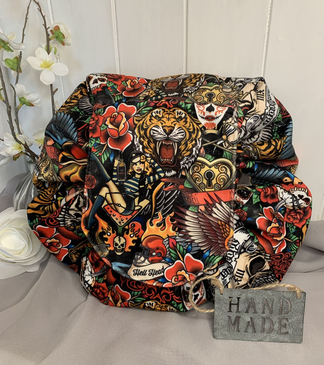 Handmade "Sailor Jerry" folding make up bag