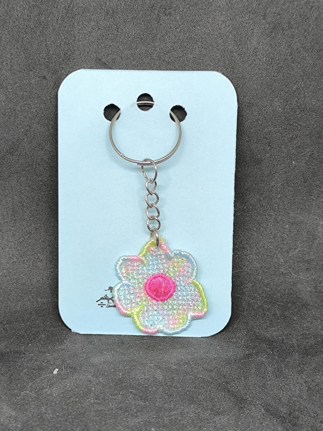 Porte clef fleur multicolore 