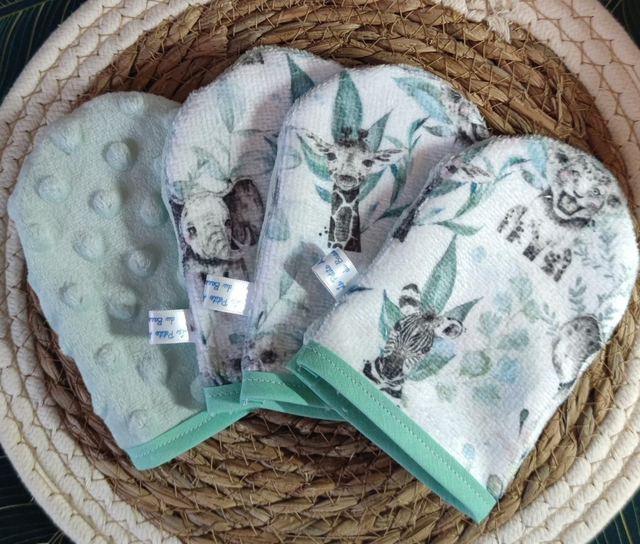 Gant minky petit x1 animaux savane vert 