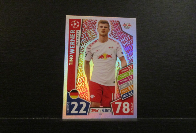 Timo Werner - UEFA Champions League Match Attax 2017/18 Original Trading Card #89
