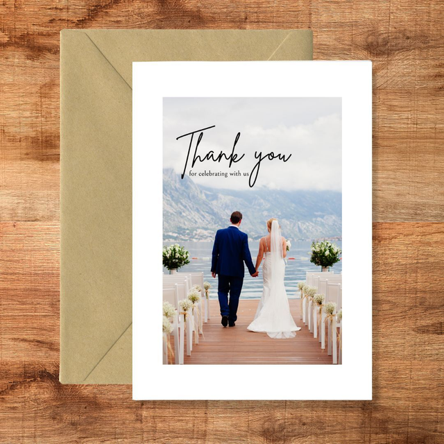 Pack of A6 personalised postcard style double sided Wedding photograph thank you cards - envelopes included