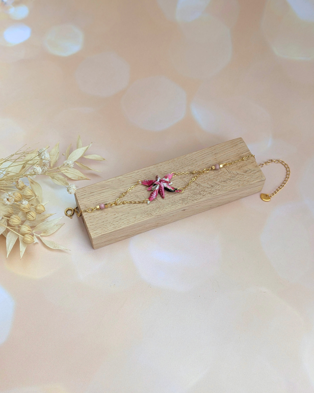 Bracelet origami Rêve étoilé - Rose -