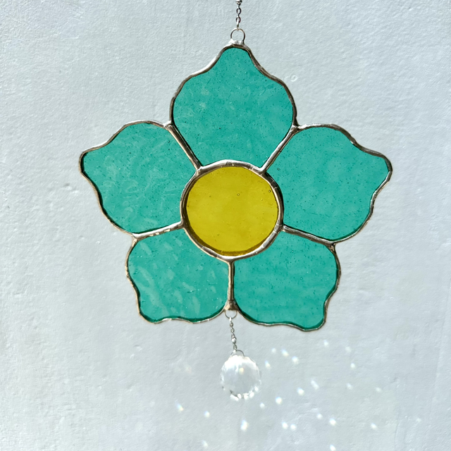 Fleur Lumi (turquoise et jaune)