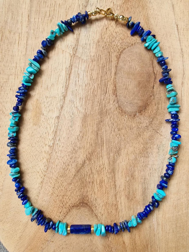 Collier chips Lapis Lazuli -Turquoise