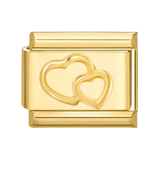 Charm Silueta 2 Corazones Dorado
