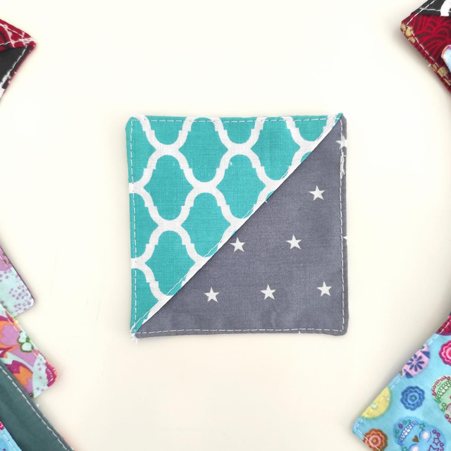 Marque page en coton - vert/gris étoile 