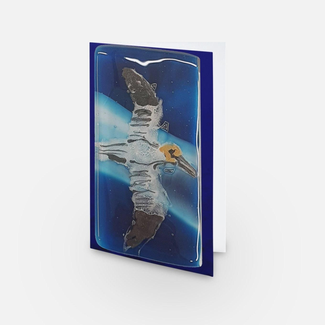 Gannet bird glass artwork greeting card 