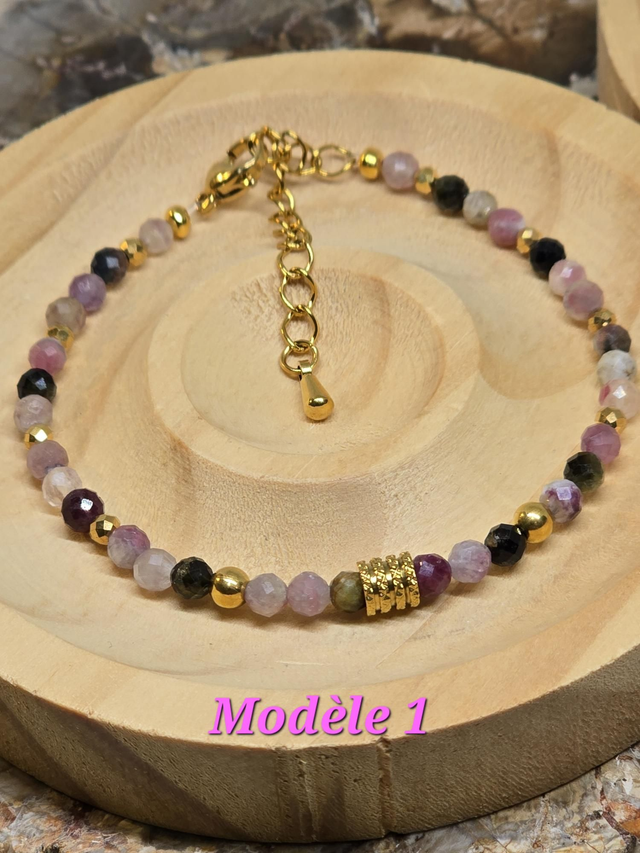 Bracelet Tourmaline multicolore 0,4 cm