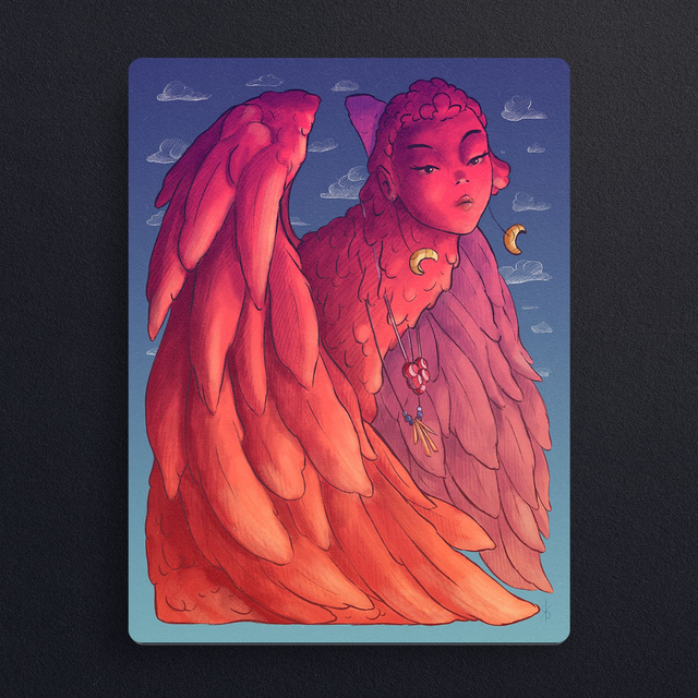 #0810 Harpie rouge  - ILLUS - PRINT - Digital painting