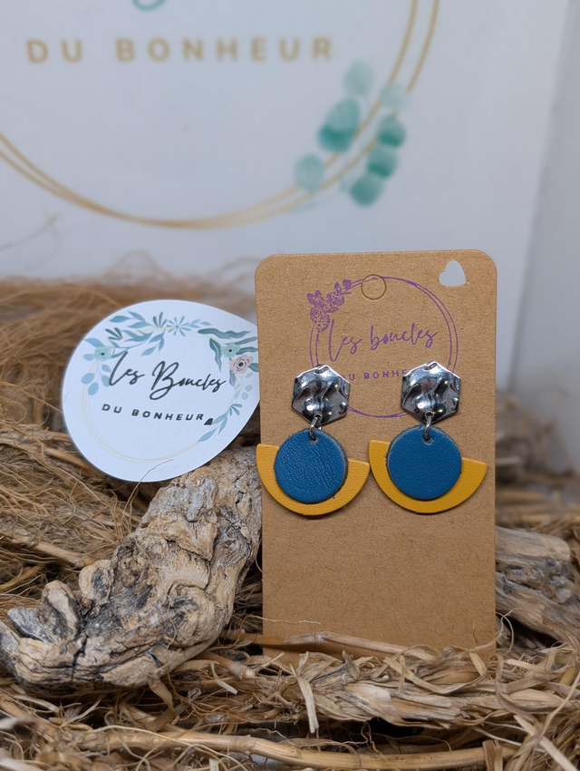 Boucles d&#039;oreilles Donatelle jaune bleu do017