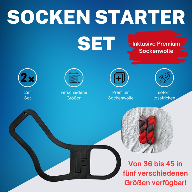 Super Starter-Set mit Sockenwolle und Sockenbrett/Sockenspanner/Sockenblocker