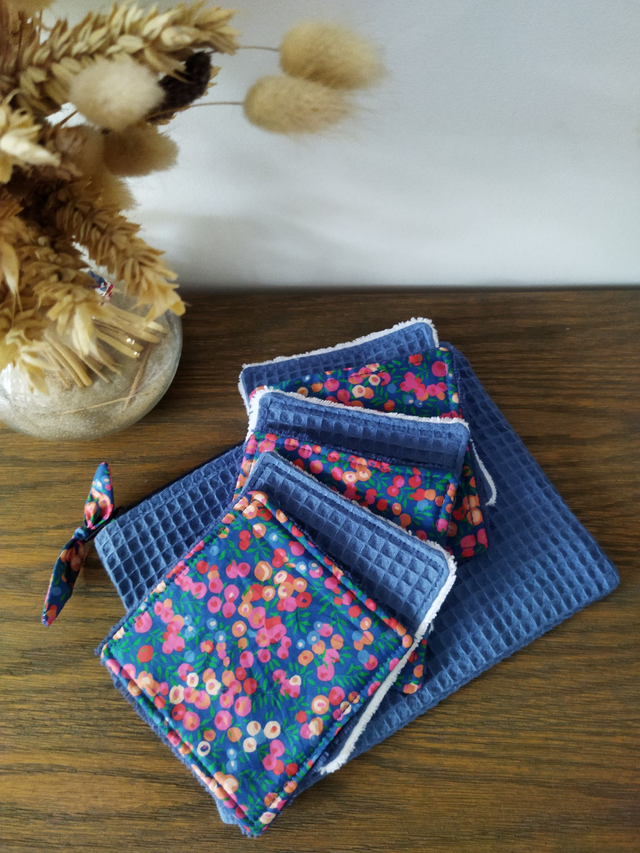Pochette et lot de 6 lingettes lavables