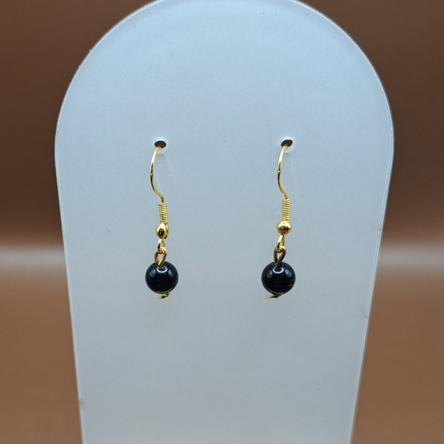 Crochets Obsidienne noire 6 mm