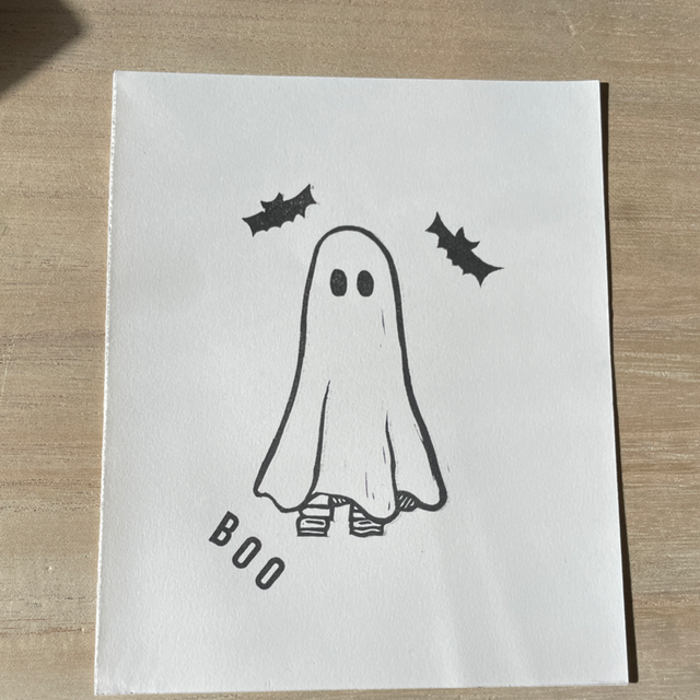 Boo! Mini Lino print 