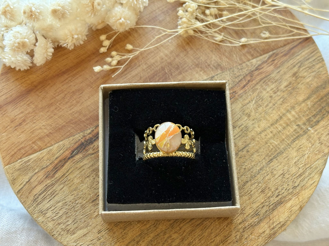 Bague trèfle - tangerine