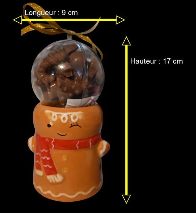 Brûle-parfum bonhomme pain d’épices – Boule de Noël remplie de fondants