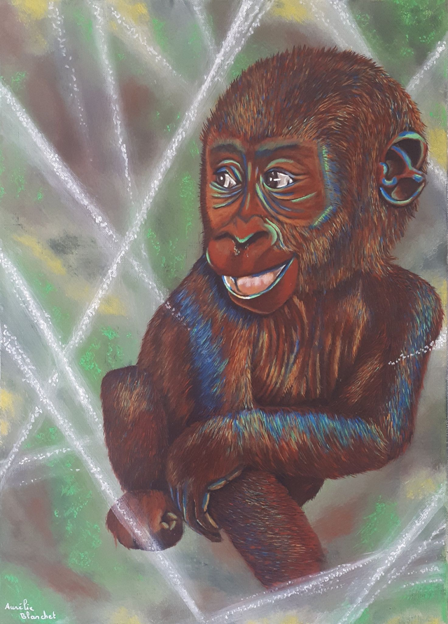 Carte postale du tableau &quot;Bébé gorille&quot;
