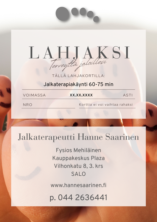 Lahjakortti jalkaterapiaan 60-75 min