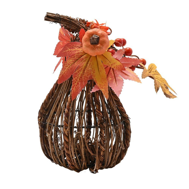 Country Living Handmade Natural Rattan Tall Pumpkin Decoration – 20cm