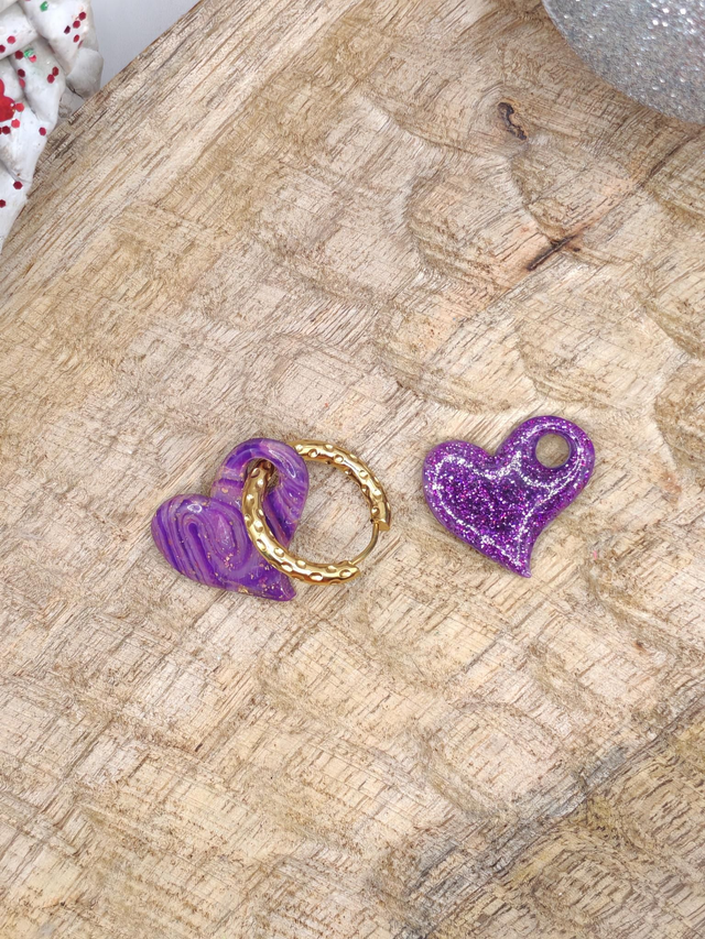 Choupettes Cœur Réversible Violette effet Pierre