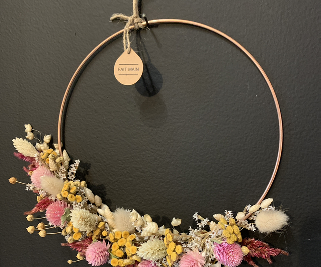 Couronne murale fleurs séchées Aurore 