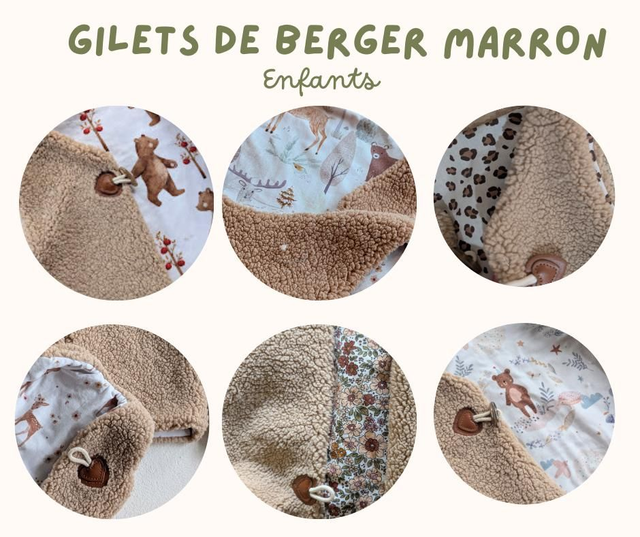 Gilet de berger enfant marron glacé