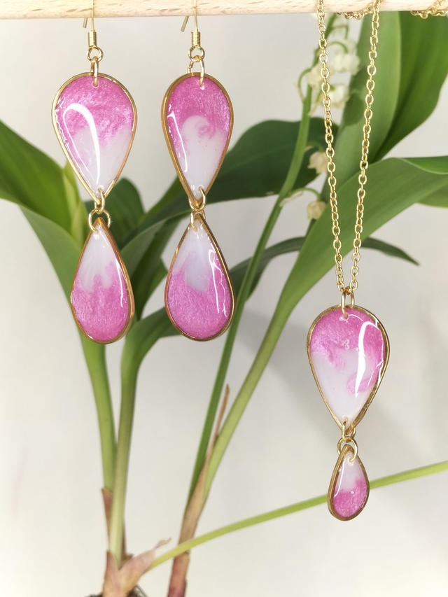 Parure &quot;Les sabliers roses&quot;