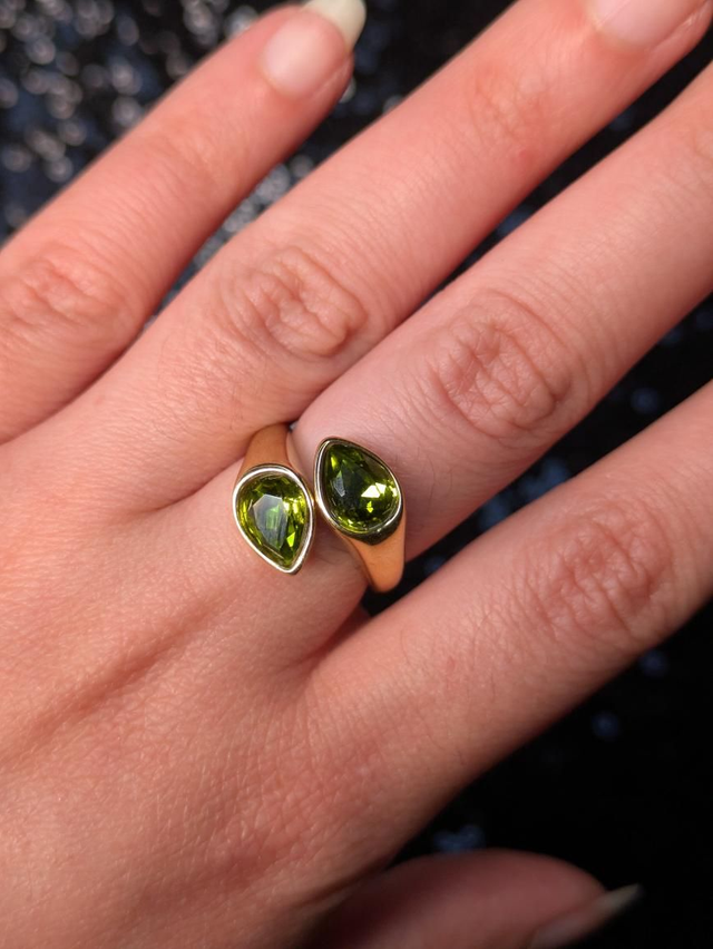 Bague zirconium feuilles