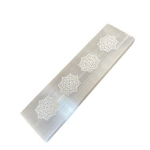 Selenite Flat Bar Charging Plate 15cm - Mandala