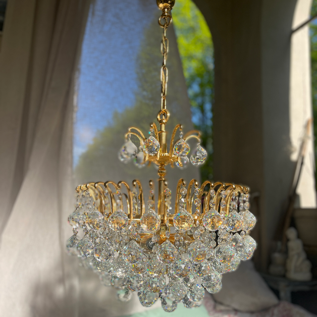  Kronleuchter Kristallglas  Mid-Century  10-flammig