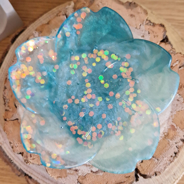 Flower Trinket Tray - Mint Sparkle