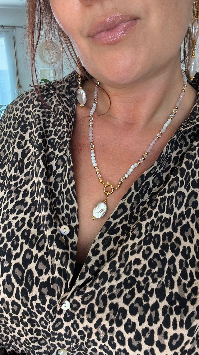 A Collier "Précieuse" 3 en 1 Perle d'eau douce