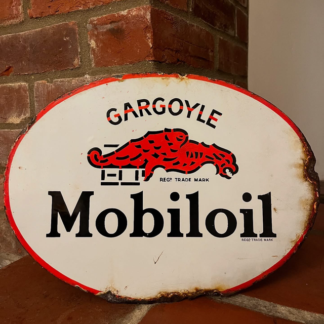 1920’s/ 30’s Mobiloil Gargoyle Double Sided Enamel Sign 