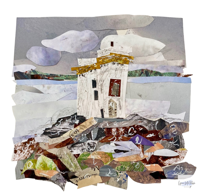 Carraig Fhada Lighthouse, Isle of Islay - Original Paper Collage
