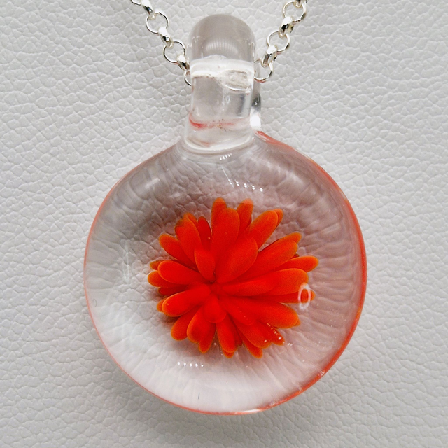 Pendentif Dahlia rouge 1