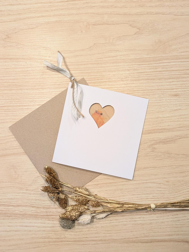 Cartes poétiques faites-main, animaux &amp; coeurs